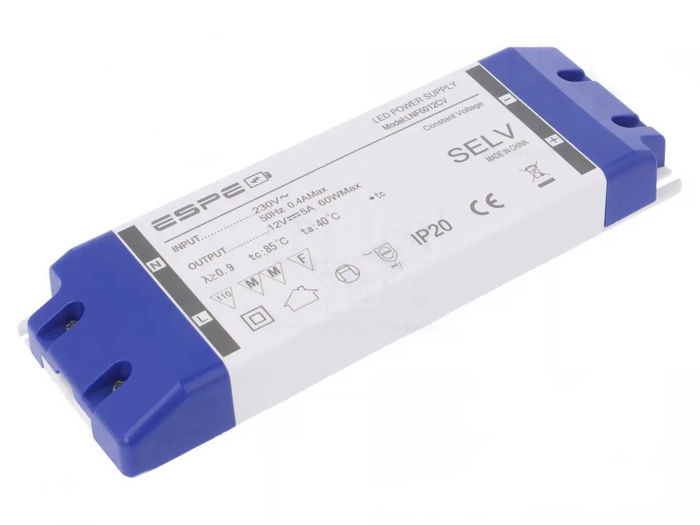 LED voeding - 12V, 5A - 60W - ESPE LED voeding - 12V, 5A - 60W - ESPE